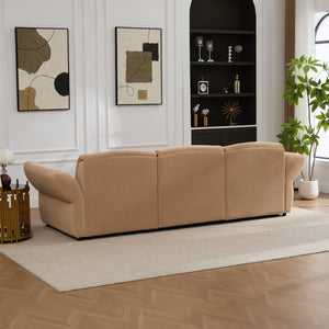 English Elm 107" Velvet Cloud Sofa Deep Plush Three Seat Lounge with Lumbar Pillows for Living Room Khaki W3244S00012