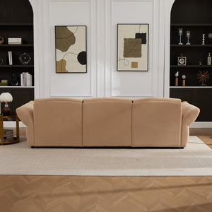 English Elm 107" Velvet Cloud Sofa Deep Plush Three Seat Lounge with Lumbar Pillows for Living Room Khaki W3244S00012