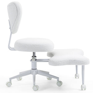 English Elm Meditation Floor Chair Ergonomic Cross Legged Seat with Lumbar Support and Swivel Casters W3248P399624