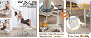 English Elm Meditation Floor Chair Ergonomic Cross Legged Seat with Lumbar Support and Swivel Casters W3248P399624