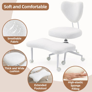 English Elm Meditation Floor Chair Ergonomic Cross Legged Seat with Lumbar Support and Swivel Casters W3248P399624