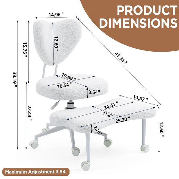English Elm Meditation Floor Chair Ergonomic Cross Legged Seat with Lumbar Support and Swivel Casters W3248P399624
