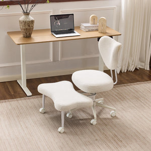 English Elm Meditation Floor Chair Ergonomic Cross Legged Seat with Lumbar Support and Swivel Casters W3248P399624