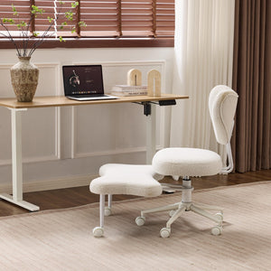 English Elm Meditation Floor Chair Ergonomic Cross Legged Seat with Lumbar Support and Swivel Casters W3248P399624