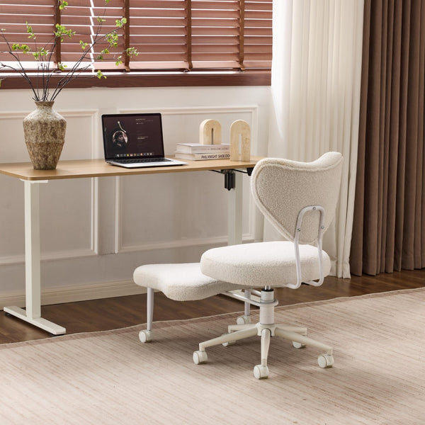 English Elm Meditation Floor Chair Ergonomic Cross Legged Seat with Lumbar Support and Swivel Casters W3248P399624