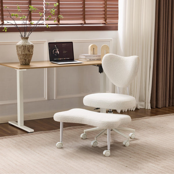 English Elm Meditation Floor Chair Ergonomic Cross Legged Seat with Lumbar Support and Swivel Casters W3248P399624