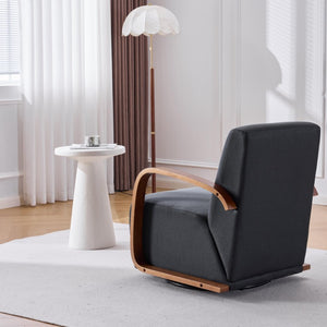 English Elm Stylish Swivel Accent Chair Linen Upholstery Bentwood Arms Low Profile Modern Seat W3248P495891