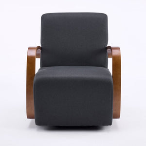 English Elm Stylish Swivel Accent Chair Linen Upholstery Bentwood Arms Low Profile Modern Seat W3248P495891