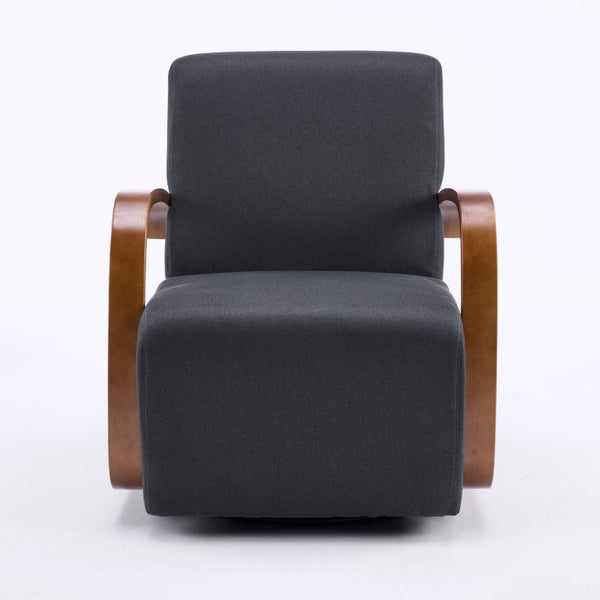 English Elm Stylish Swivel Accent Chair Linen Upholstery Bentwood Arms Low Profile Modern Seat W3248P495891