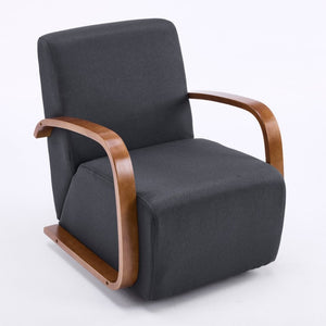 English Elm Stylish Swivel Accent Chair Linen Upholstery Bentwood Arms Low Profile Modern Seat W3248P495891