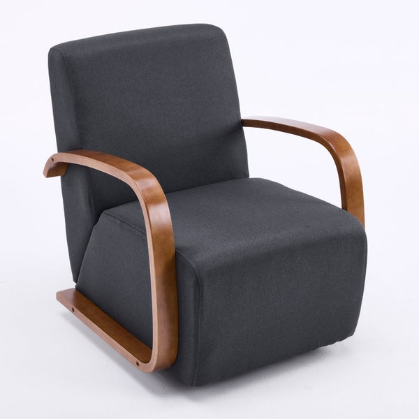 English Elm Stylish Swivel Accent Chair Linen Upholstery Bentwood Arms Low Profile Modern Seat W3248P495891