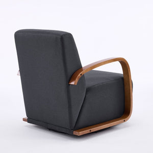 English Elm Stylish Swivel Accent Chair Linen Upholstery Bentwood Arms Low Profile Modern Seat W3248P495891