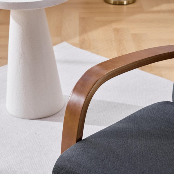 English Elm Stylish Swivel Accent Chair Linen Upholstery Bentwood Arms Low Profile Modern Seat W3248P495891