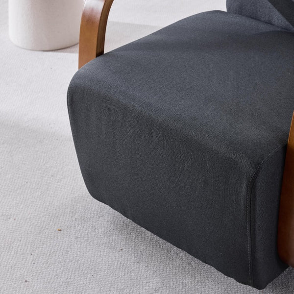 English Elm Stylish Swivel Accent Chair Linen Upholstery Bentwood Arms Low Profile Modern Seat W3248P495891