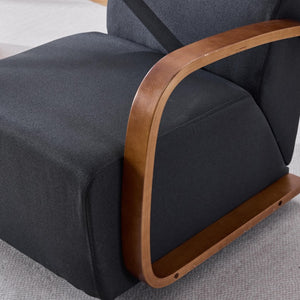 English Elm Stylish Swivel Accent Chair Linen Upholstery Bentwood Arms Low Profile Modern Seat W3248P495891