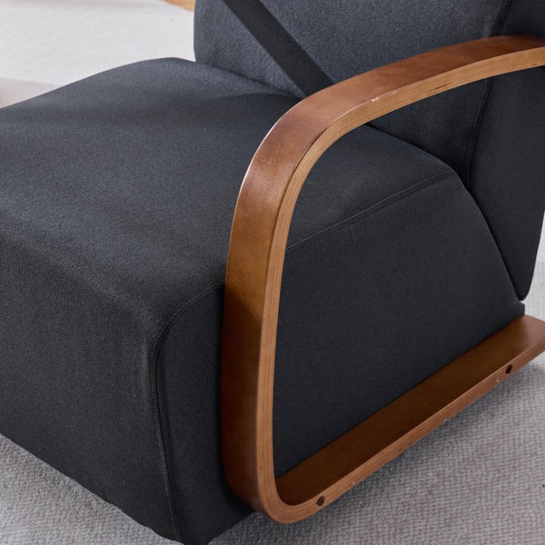 English Elm Stylish Swivel Accent Chair Linen Upholstery Bentwood Arms Low Profile Modern Seat W3248P495891