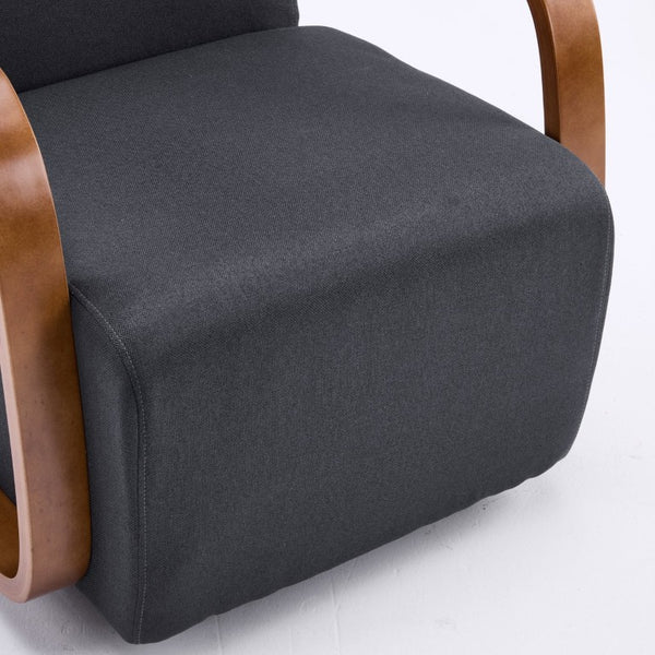 English Elm Stylish Swivel Accent Chair Linen Upholstery Bentwood Arms Low Profile Modern Seat W3248P495891