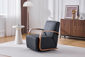 English Elm Stylish Swivel Accent Chair Linen Upholstery Bentwood Arms Low Profile Modern Seat W3248P495891