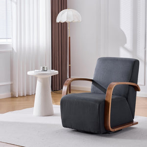 English Elm Stylish Swivel Accent Chair Linen Upholstery Bentwood Arms Low Profile Modern Seat W3248P495891