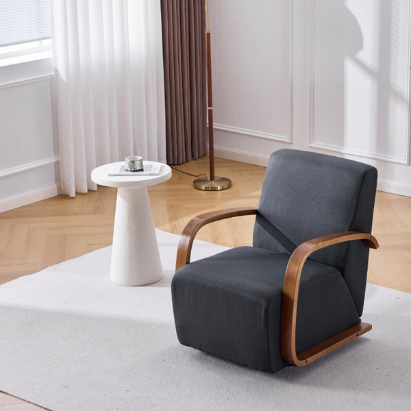 English Elm Stylish Swivel Accent Chair Linen Upholstery Bentwood Arms Low Profile Modern Seat W3248P495891