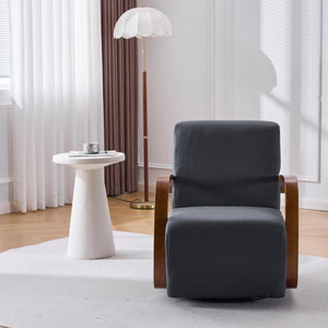 English Elm Stylish Swivel Accent Chair Linen Upholstery Bentwood Arms Low Profile Modern Seat W3248P495891