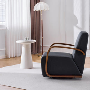 English Elm Stylish Swivel Accent Chair Linen Upholstery Bentwood Arms Low Profile Modern Seat W3248P495891