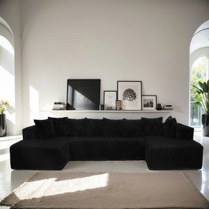 English Elm 130" Oversized Corduroy Cloud Sectional U Shaped Modular Sofa for Living Room W3276S00027