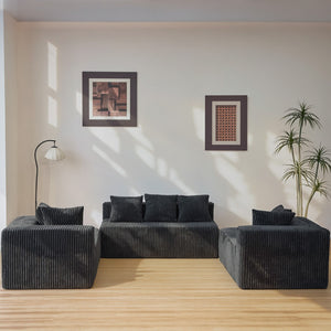 English Elm 130" Oversized Corduroy Cloud Sectional U Shaped Modular Sofa for Living Room W3276S00027