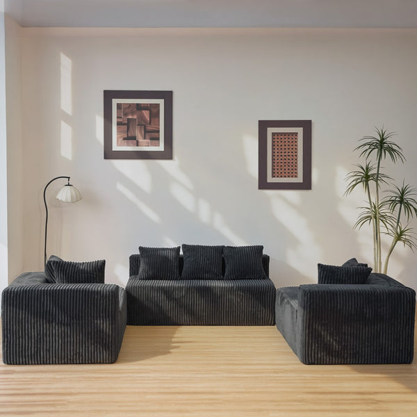 English Elm 130" Oversized Corduroy Cloud Sectional U Shaped Modular Sofa for Living Room W3276S00027