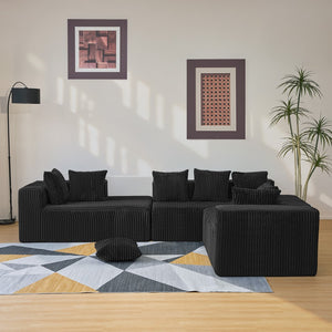 English Elm 130" Oversized Corduroy Cloud Sectional U Shaped Modular Sofa for Living Room W3276S00027