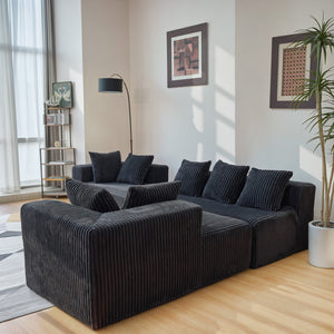 English Elm 130" Oversized Corduroy Cloud Sectional U Shaped Modular Sofa for Living Room W3276S00027