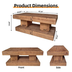 English Elm 47.24Natural Solid Wood Coffee Table Thick Slab Matte Finish for Japandi Living Rooms Natural+Rustic W3306P508283