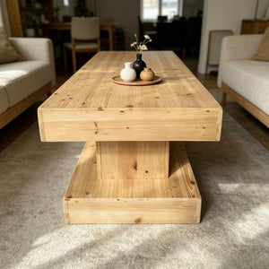 English Elm 47.24Natural Solid Wood Coffee Table Thick Slab Matte Finish for Japandi Living Rooms Natural Wood W3306P508288