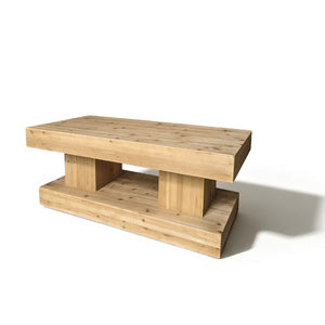 English Elm 47.24Natural Solid Wood Coffee Table Thick Slab Matte Finish for Japandi Living Rooms Natural Wood W3306P508288