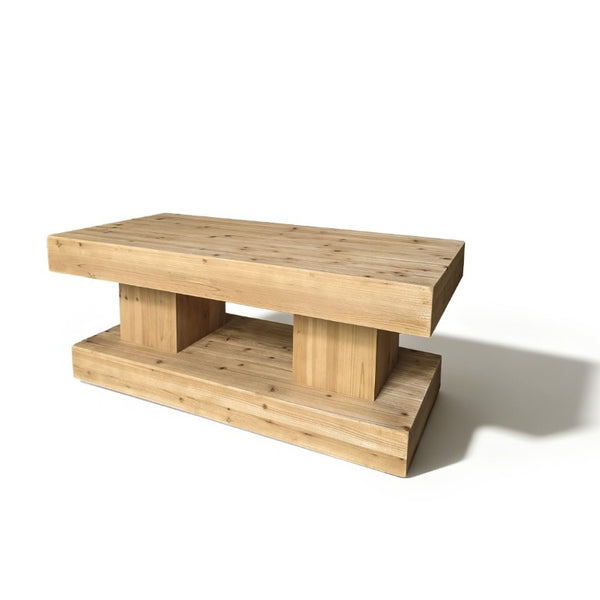 English Elm 47.24Natural Solid Wood Coffee Table Thick Slab Matte Finish for Japandi Living Rooms Natural Wood W3306P508288
