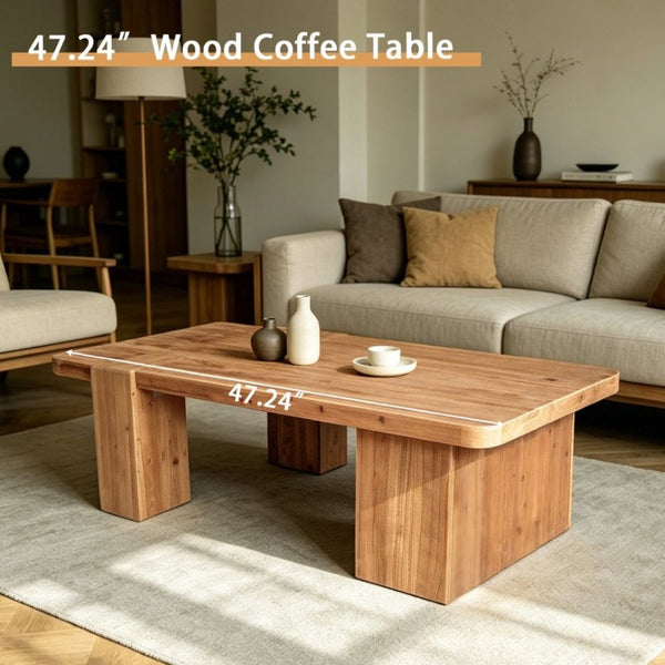 English Elm This Solid Wood Coffee Table Brings Warm Grain Charm to Farmhouse Living Rooms W3306P526967