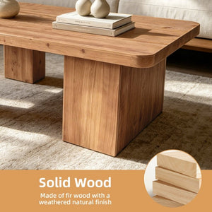 English Elm This Solid Wood Coffee Table Brings Warm Grain Charm to Farmhouse Living Rooms W3306P526967