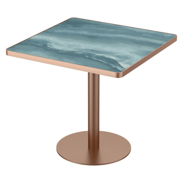 English Elm 31.5Square Sintered Stone Tulip Dining Table Marble Look Pedestal Base Seats Four Green / Rose Gold W3316P482258