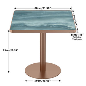 English Elm 31.5Square Sintered Stone Tulip Dining Table Marble Look Pedestal Base Seats Four Green / Rose Gold W3316P482258