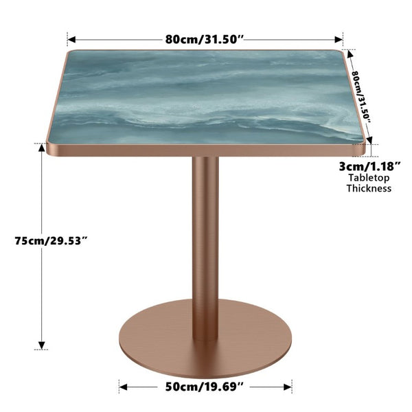 English Elm 31.5Square Sintered Stone Tulip Dining Table Marble Look Pedestal Base Seats Four Green / Rose Gold W3316P482258