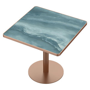 English Elm 31.5Square Sintered Stone Tulip Dining Table Marble Look Pedestal Base Seats Four Green / Rose Gold W3316P482258