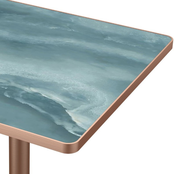 English Elm 31.5Square Sintered Stone Tulip Dining Table Marble Look Pedestal Base Seats Four Green / Rose Gold W3316P482258