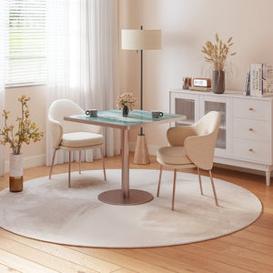 English Elm 31.5Square Sintered Stone Tulip Dining Table Marble Look Pedestal Base Seats Four Green / Rose Gold W3316P482258