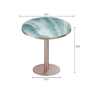 English Elm 31.5 Round Tulip Pedestal Table Sintered Stone Marble Top Gold Stainless Base Green, Rose Gold W3316P482259