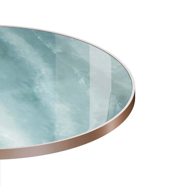 English Elm 31.5 Round Tulip Pedestal Table Sintered Stone Marble Top Gold Stainless Base Green, Rose Gold W3316P482259