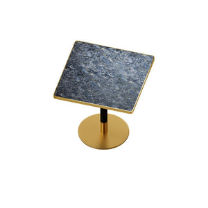 English Elm 31.5Square Sintered Stone Tulip Dining Table Marble Look Pedestal Base Seats Four Blue / Gold W3316P482260