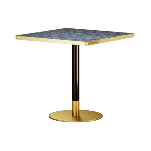 English Elm 31.5Square Sintered Stone Tulip Dining Table Marble Look Pedestal Base Seats Four Blue / Gold W3316P482260