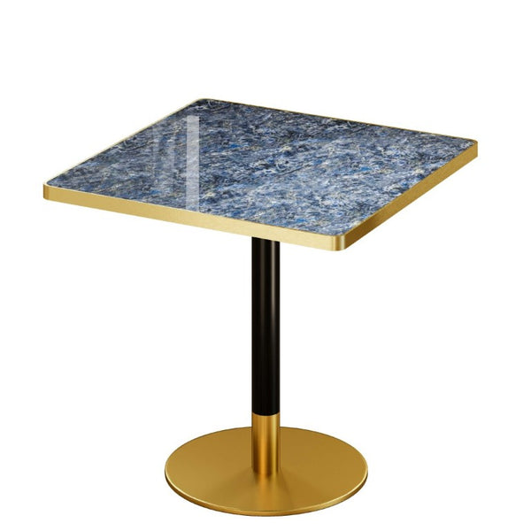 English Elm 31.5Square Sintered Stone Tulip Dining Table Marble Look Pedestal Base Seats Four Blue / Gold W3316P482260
