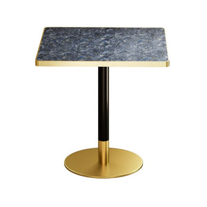 English Elm 31.5Square Sintered Stone Tulip Dining Table Marble Look Pedestal Base Seats Four Blue / Gold W3316P482260