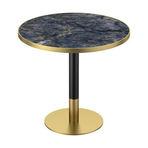 English Elm 31.5 Round Tulip Pedestal Table Sintered Stone Marble Top Gold Stainless Base Blue+Gold W3316P482261